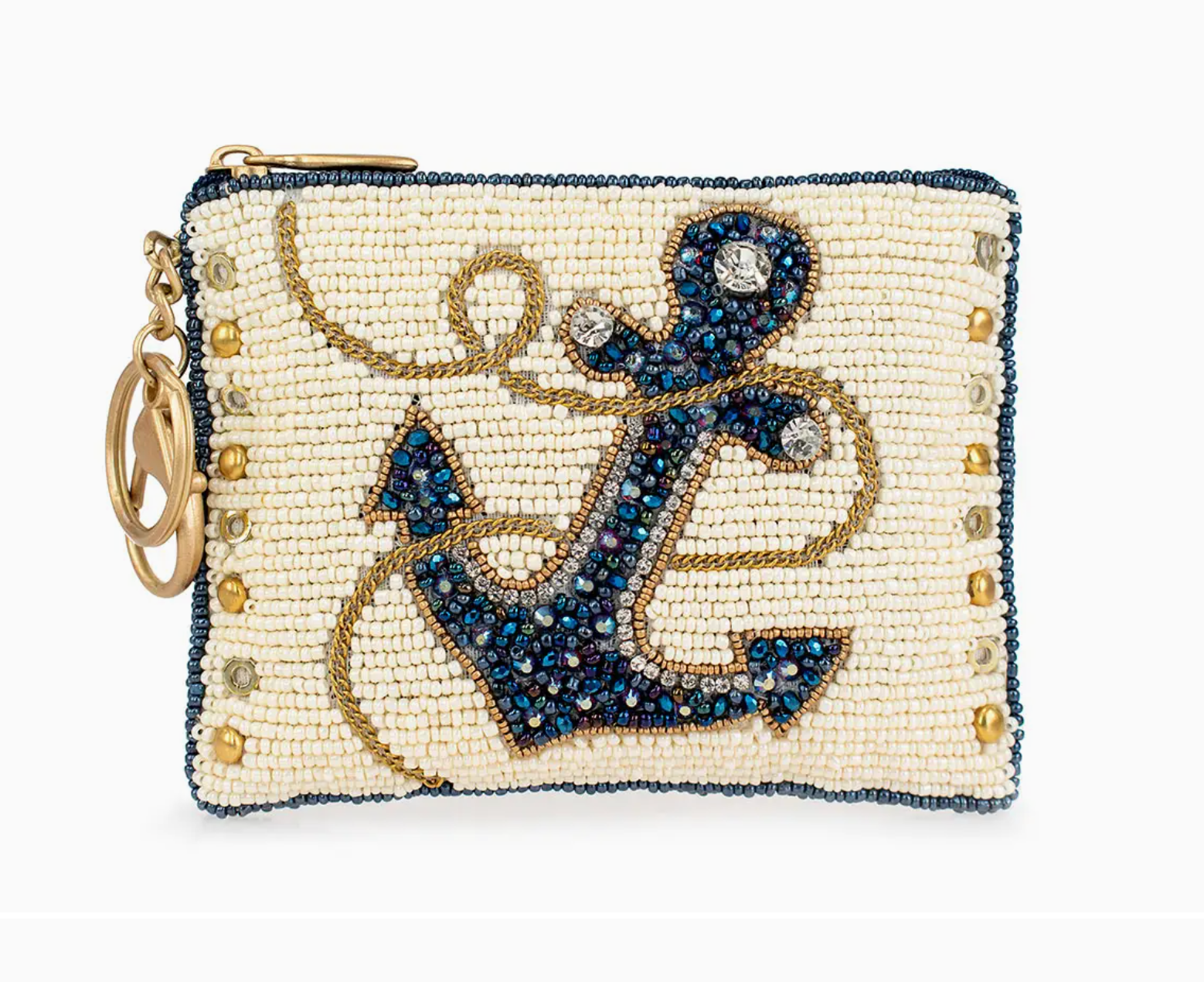 Hooked Up Beaded Blue Anchor Sailor's Coin Purse