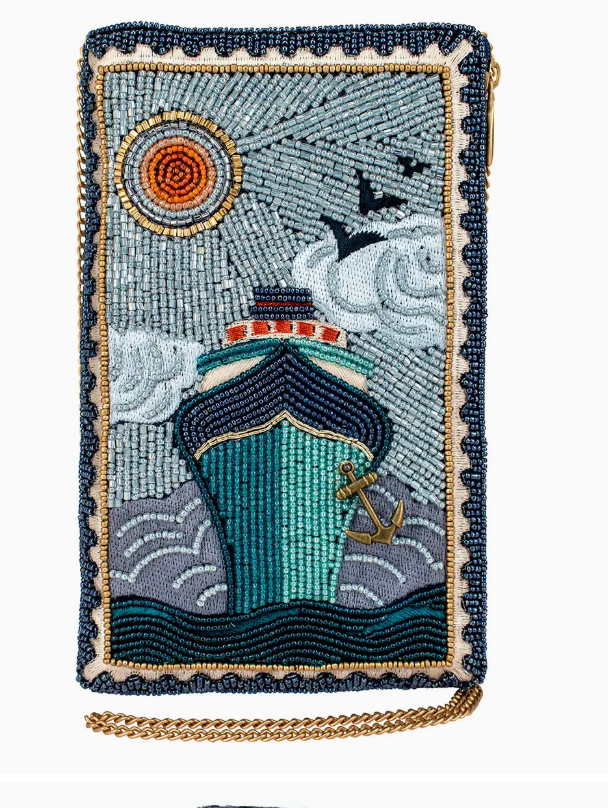 On Board Beaded Cruise Ship Crossbody Phone Bag