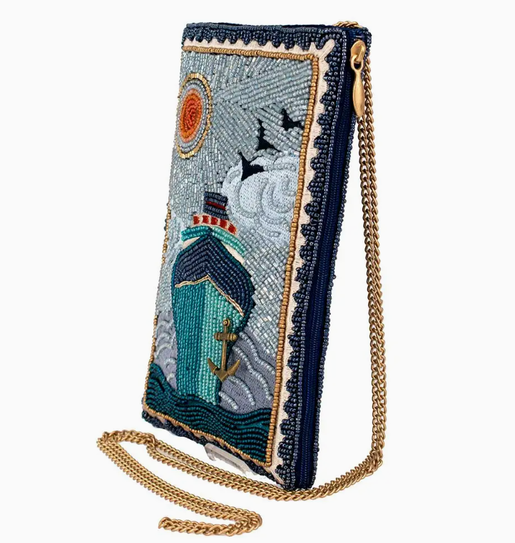 On Board Beaded Cruise Ship Crossbody Phone Bag