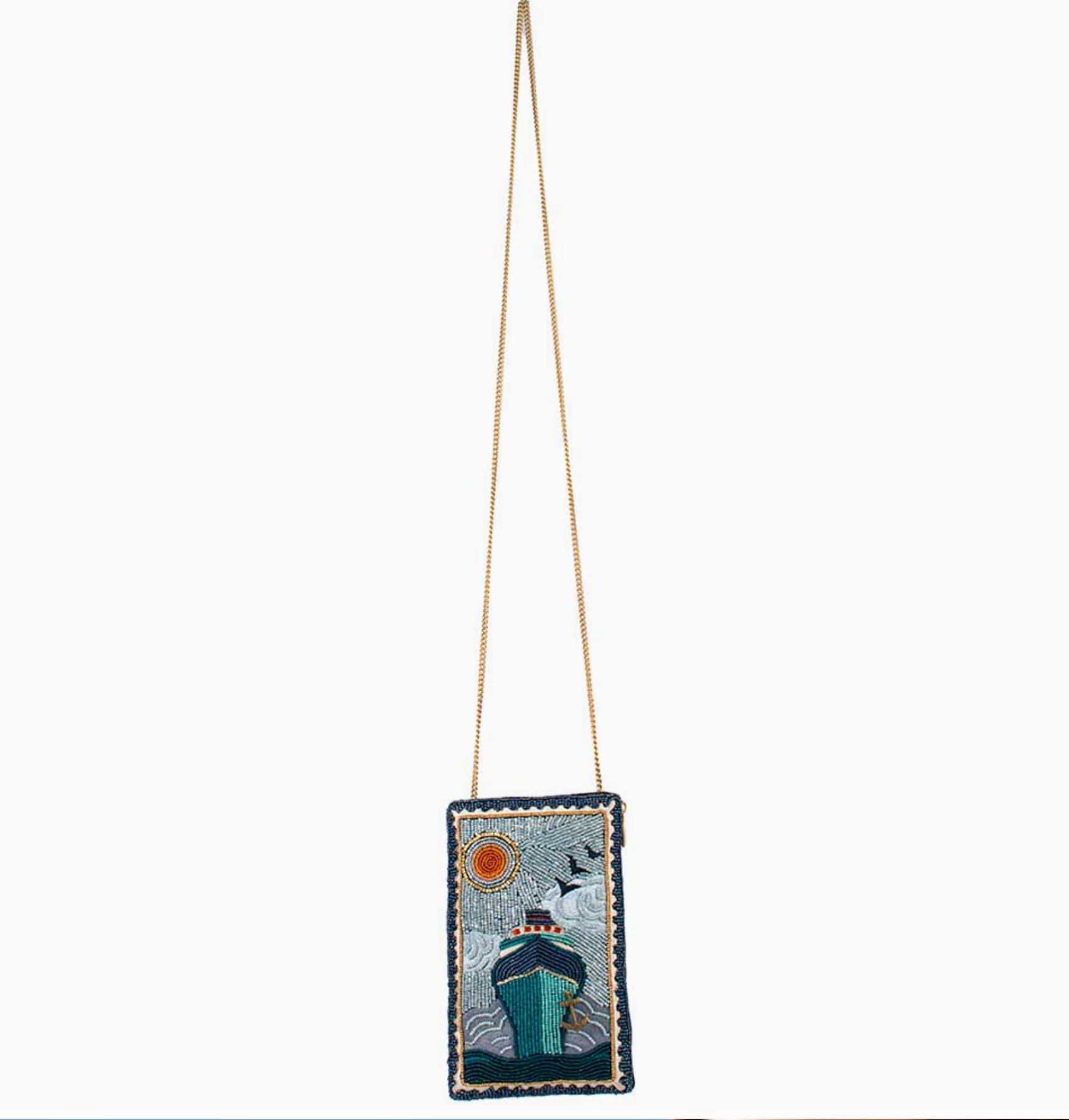 On Board Beaded Cruise Ship Crossbody Phone Bag